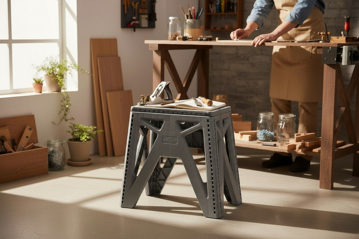 18-inch Non Slip Heavy Duty Plastic Folding Stool