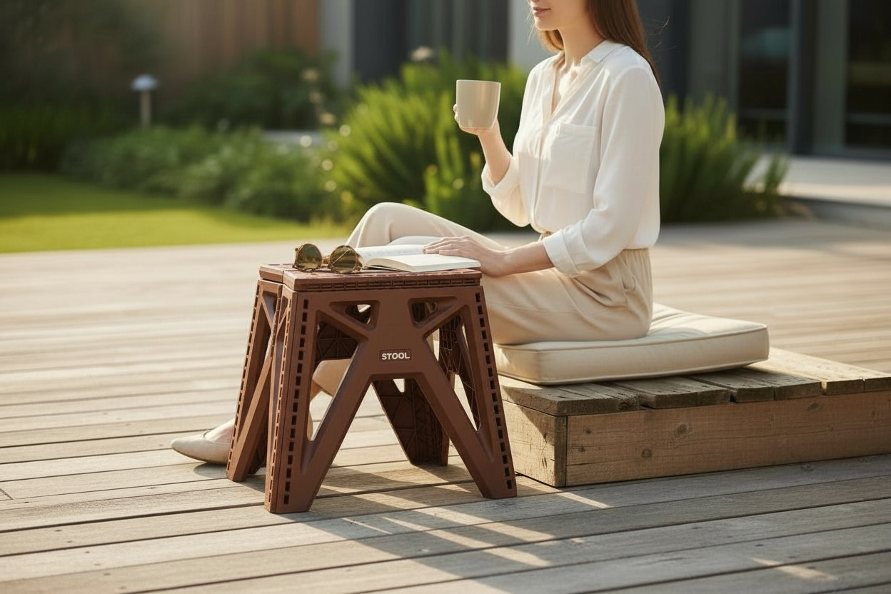 18-inch Non Slip Heavy Duty Plastic Folding Stool